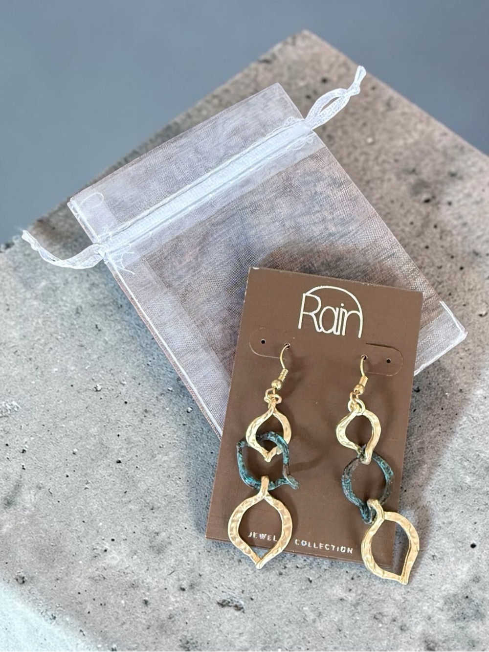 Rain Gold & Teal Linked Drop Earrings